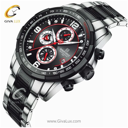 ساعت مچی مردانه بند فلزی طلایی سه موتوره کورنوگراف مدل NF8020 8020S-B2.jpg