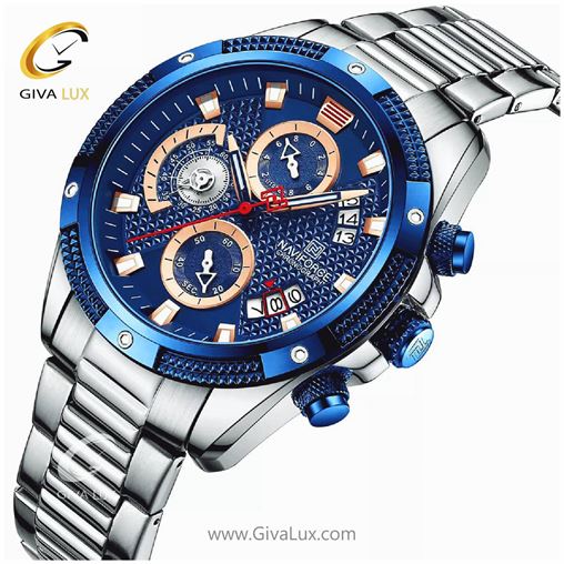 ساعت مچی مردانه بند فلزی سه موتوره کورنوگراف نوی فورس NF8021 8021sbe1.jpg