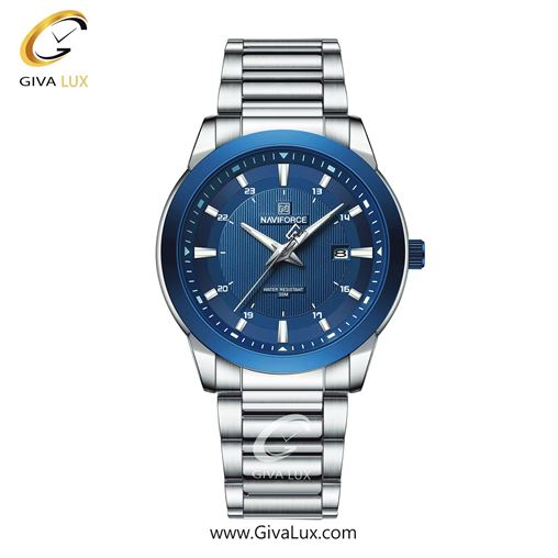 ساعت مچی مردانه بند فلزی ناوی فورس(نیوی فورس)استیل تقویم دار NF8029 S/BE/BE  8029S-Blu.jpg
