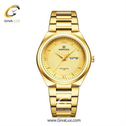ساعت مچی مردانه بند فلزی ناوی فورس(نیوی فورس)استیل تقویم دار NF8030 G/G  8030GGG.jpg