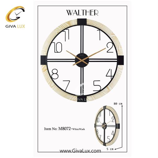 ساعت دیواری اورجینال والتر آلیاژ فلزی-چوب قهوه ای| کد رفرنس 8072BR 8072-White-Wash-1.jpg