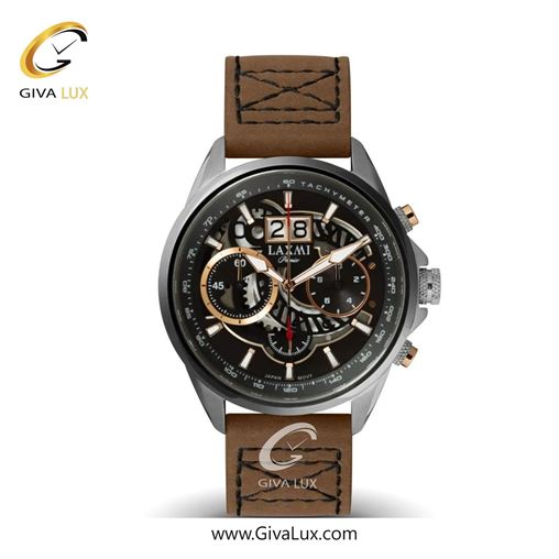 ساعت مچی اورجینال مردانه لاکسمی سه موتوره کرنوگراف تیتانیوم | قهوه ای| مشکی| کد رفرنس 8105-1