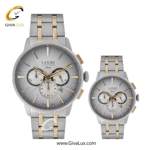 ساعت مچی اورجینال ست لاکسمی سه موتوره کرنوگراف نقره ای | نقره ای-طلایی| نقره ای| کد رفرنس زنانه: 8119-5L ، مردانه: 8119-5G