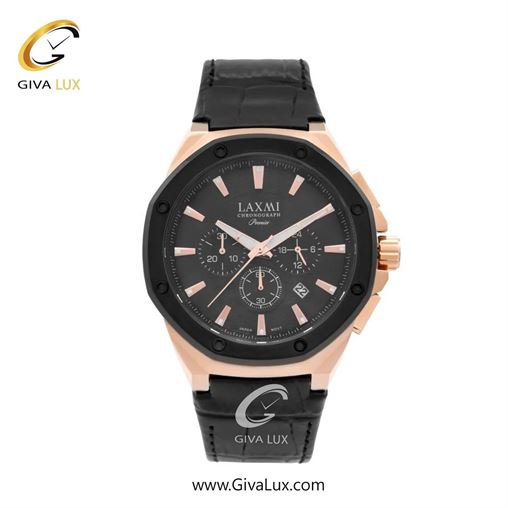 ساعت مچی اورجینال مردانه لاکسمی سه موتوره کرنوگراف رزگلد-مشکی | مشکی| مشکی| کد رفرنس 8133-2