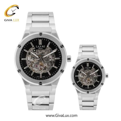 ساعت مچی اورجینال ست لاکسمی نقره ای | نقره ای| مشکی| کد رفرنس زنانه: 8151-1L ، مردانه: 8151-1G