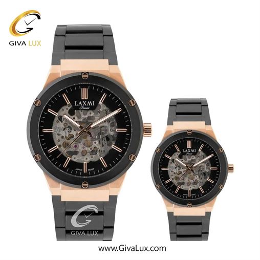 ساعت مچی اورجینال ست لاکسمی رزگلد-مشکی | تیتانیوم| مشکی| کد رفرنس زنانه: 8151-4L ، مردانه: 8151-4G
