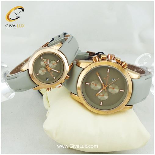 ست ساعت مچی طرح سه موتوره رومانسون بند چرمی طوسی