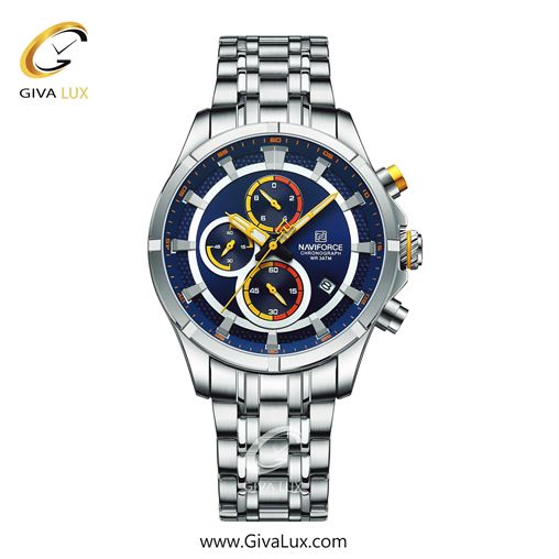 ساعت مچی مردانه سه موتوره کرنوگراف بند استیل نقره ای ناوی فورس(نیوی فورس) NF8046 G/GN/G 850_SBES.jpg