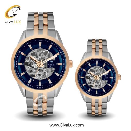 ساعت مچی اورجینال ست لاکسمی رزگلد | رزگلد-نقره ای| سرمه ای| کد رفرنس زنانه: 8514-8L ، مردانه: 8514-8G