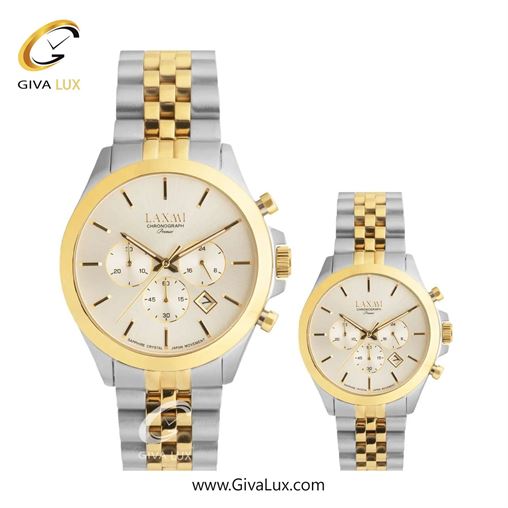 ساعت مچی اورجینال ست لاکسمی سه موتوره کرنوگراف طلایی | نقره ای-طلایی| کرم| کد رفرنس زنانه: 8517-3L ، مردانه: 8517-3G
