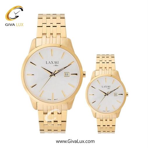 ساعت مچی اورجینال ست لاکسمی طلایی | طلایی| سفید| کد رفرنس زنانه: 8518-10L ، مردانه: 8518-10G