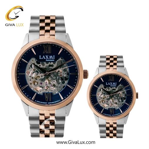 ساعت مچی اورجینال ست لاکسمی رزگلد | رزگلد-نقره ای| سرمه ای| کد رفرنس زنانه: 8530-2L ، مردانه: 8530-2G