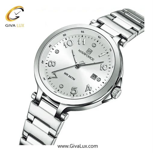 ساعت مچی زنانه بندفلزی تقویم دار ناوی فورس(نیوی فورس) سیلورNF5033 S/W 853_5033S-S.jpg