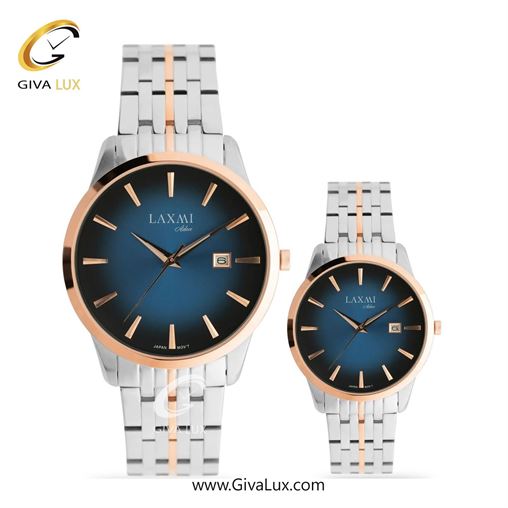 ساعت مچی اورجینال ست لاکسمی رزگلد | رزگلد-نقره ای| سرمه ای| کد رفرنس زنانه: 8541-9L ، مردانه: 8541-9G