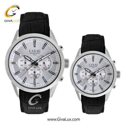 ساعت مچی اورجینال ست لاکسمی سه موتوره کرنوگراف نقره ای | مشکی| نقره ای| کد رفرنس زنانه: 8543-1L ، مردانه: 8543-1G
