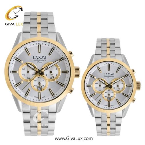 ساعت مچی اورجینال ست لاکسمی سه موتوره کرنوگراف طلایی | طلایی-نقره ای| نقره ای| کد رفرنس زنانه: 8543-11L ، مردانه: 8543-11G