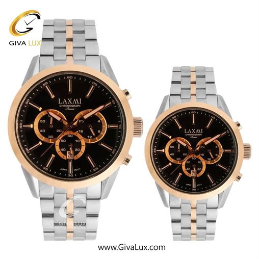 ساعت مچی اورجینال ست لاکسمی سه موتوره کرنوگراف رزگلد | نقره ای-رزگلد| مشکی| کد رفرنس زنانه: 8543-16L ، مردانه: 8543-16G