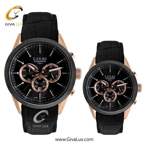 ساعت مچی اورجینال ست لاکسمی سه موتوره کرنوگراف رزگلد-مشکی | مشکی| مشکی| کد رفرنس  زنانه: 8543-7L ، مردانه: 8543-7G