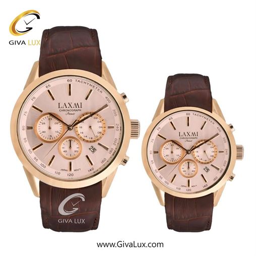 ساعت مچی اورجینال ست لاکسمی سه موتوره کرنوگراف رزگلد | قهوه ای| رزگلد| کد رفرنس زنانه: 8544-1L ، مردانه: 8544-1G
