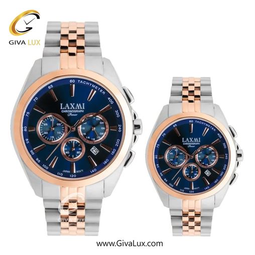 ساعت مچی اورجینال ست لاکسمی سه موتوره کرنوگراف رزگلد | نقره ای-رزگلد| سرمه ای| کد رفرنس زنانه: 8544-15L ، مردانه: 8544-15G