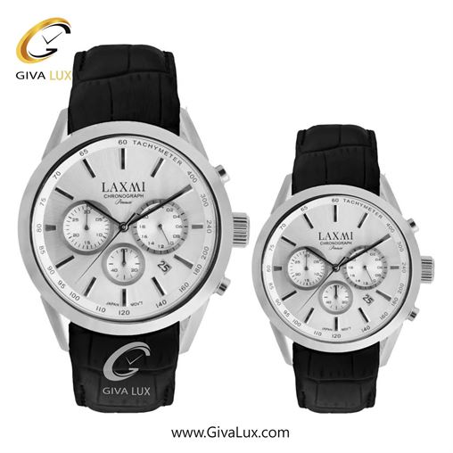 ساعت مچی اورجینال ست لاکسمی سه موتوره کرنوگراف نقره ای | مشکی| نقره ای| کد رفرنس زنانه: 8544-3L ، مردانه: 8544-3G