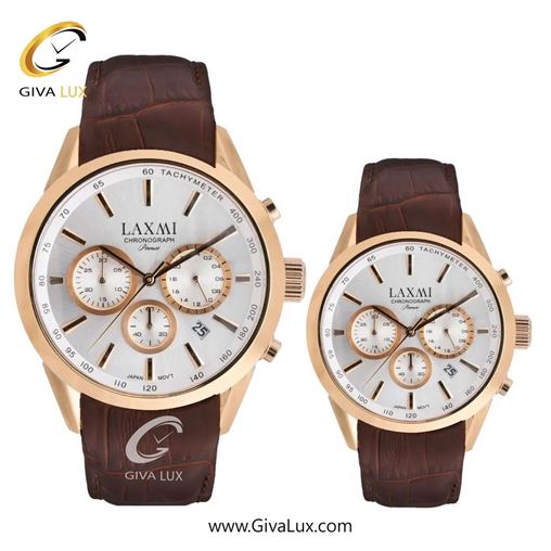 ساعت مچی اورجینال ست لاکسمی سه موتوره کرنوگراف رزگلد | قهوه ای| نقره ای| کد رفرنس زنانه: 8544-7L ، مردانه: 8544-7G