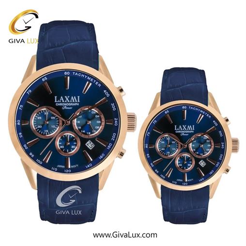 ساعت مچی اورجینال ست لاکسمی سه موتوره کرنوگراف رزگلد | سرمه ای| سرمه ای| کد رفرنس زنانه: 8544-9L ، مردانه: 8544-9G