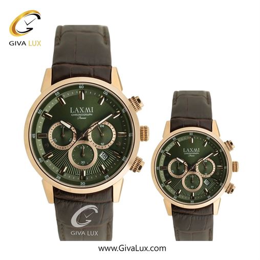 ساعت مچی اورجینال ست لاکسمی سه موتوره کرنوگراف رزگلد | قهوه ای| زیتونی| کد رفرنس زنانه: 8546-13L ، مردانه: 8546-13G