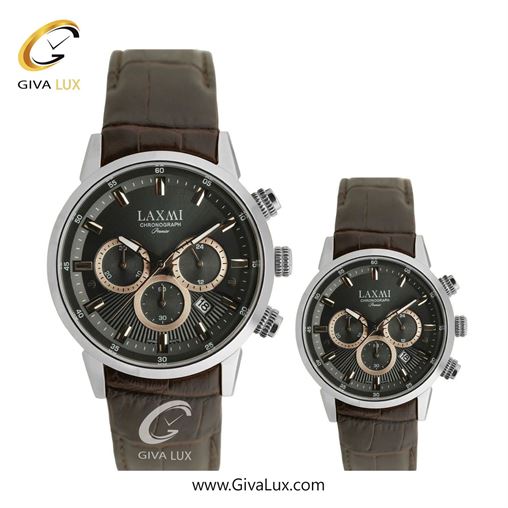 ساعت مچی اورجینال ست لاکسمی سه موتوره کرنوگراف نقره ای | قهوه ای| دودی|تیتانیوم| کد رفرنس زنانه: 8546-14L ، مردانه: 8546-14G