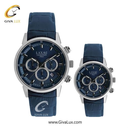 ساعت مچی اورجینال ست لاکسمی سه موتوره کرنوگراف نقره ای | سرمه ای| سرمه ای| کد رفرنس زنانه: 8546-16L ، مردانه: 8546-16G