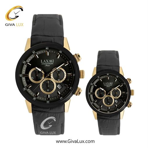ساعت مچی اورجینال ست لاکسمی سه موتوره کرنوگراف رزگلد-مشکی | مشکی| مشکی| کد رفرنس زنانه: 8546-17L ، مردانه: 8546-17G