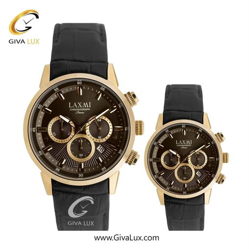 ساعت مچی اورجینال ست لاکسمی سه موتوره کرنوگراف طلایی | مشکی| قهوه ای| کد رفرنس زنانه: 8546-19L ، مردانه: 8546-19G