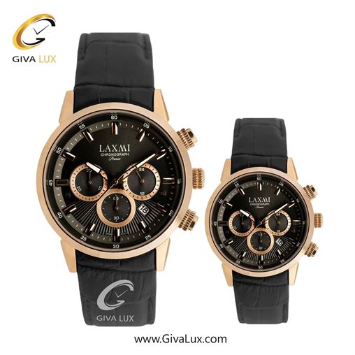 ساعت مچی اورجینال ست لاکسمی سه موتوره کرنوگراف رزگلد | مشکی| مشکی| کد رفرنس زنانه: 8546-20L ، مردانه: 8546-20G