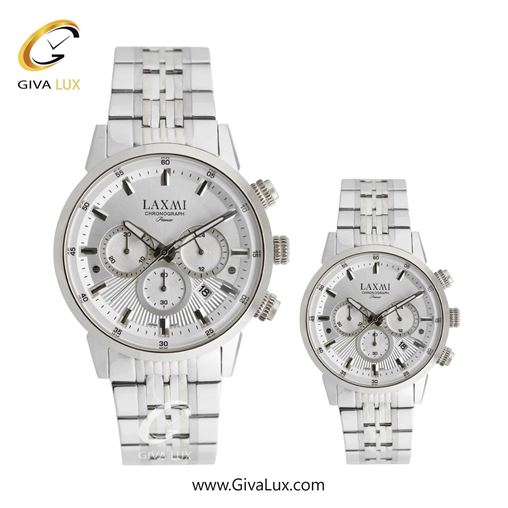 ساعت مچی اورجینال ست لاکسمی سه موتوره کرنوگراف نقره ای | نقره ای| نقره ای| کد رفرنس زنانه: 8546-3L ، مردانه: 8546-3G