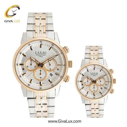 ساعت مچی اورجینال ست لاکسمی سه موتوره کرنوگراف طلایی | طلایی-نقره ای| نقره ای| کد رفرنس زنانه: 8546-5L ، مردانه: 8546-5G 8546-6.jpg