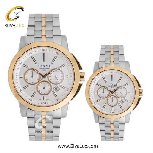 ساعت مچی اورجینال ست لاکسمی سه موتوره کرنوگراف طلایی | طلایی-نقره ای| نقره ای| کد رفرنس زنانه: 8552-1L ، مردانه: 8552-1G
