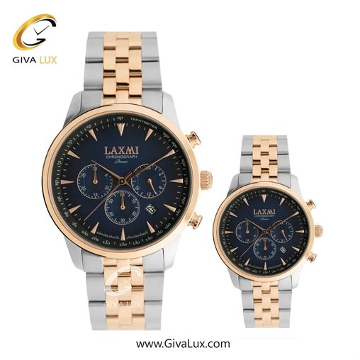 ساعت مچی اورجینال ست لاکسمی سه موتوره کرنوگراف رزگلد | نقره ای-رزگلد| سرمه ای| کد رفرنس زنانه: 8563-2L ، مردانه: 8563-2G