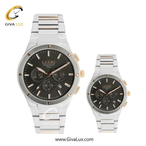 ساعت مچی اورجینال ست لاکسمی سه موتوره کرنوگراف نقره ای | نقره ای-رزگلد| دودی|تیتانیوم| کد رفرنس زنانه:8568-2L، مردانه:8568-2G