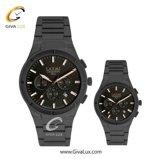 ساعت مچی اورجینال ست لاکسمی سه موتوره کرنوگراف مشکی | مشکی| مشکی| کد رفرنس زنانه:8568-3L، مردانه:8568-3G