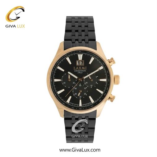 ساعت مچی اورجینال مردانه لاکسمی سه موتوره کرنوگراف رزگلد | مشکی| مشکی| کد رفرنس 8-8570