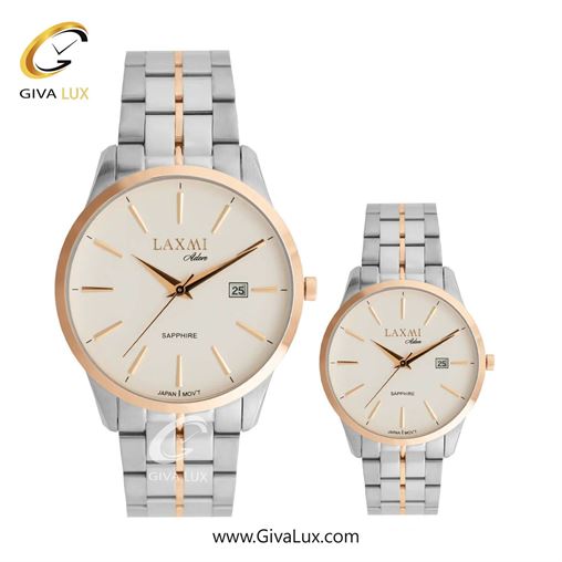 ساعت مچی اورجینال ست لاکسمی رزگلد | نقره ای-رزگلد| سفید| کد رفرنس زنانه:8572-1L، مردانه: 8572-1G