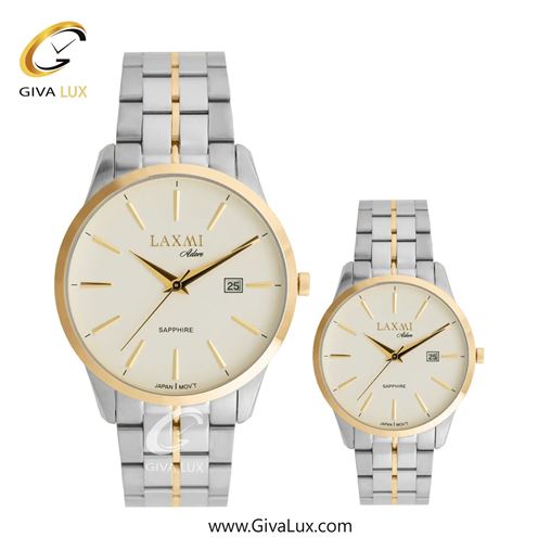 ساعت مچی اورجینال ست لاکسمی طلایی | طلایی-نقره ای| کرم| کد رفرنس زنانه:8572-2L، مردانه: 8572-2G