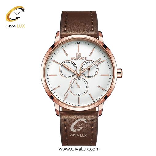 ساعت مچی مردانه بند چرمی فول تایم ناوی فورس(نیوی فورس) NF3001 RG/W 878_3001BRoW.jpg