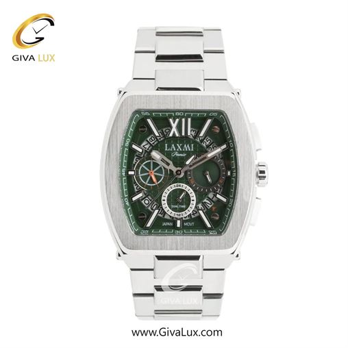 ساعت مچی اورجینال مردانه لاکسمی دو زمانه نقره ای | نقره ای| سبز یشمی تیره| کد رفرنس 4-8818