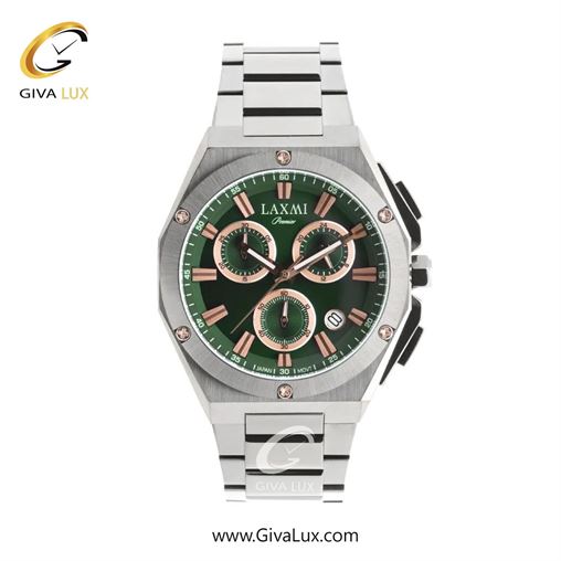 ساعت مچی اورجینال مردانه لاکسمی سه موتوره کرنوگراف نقره ای | نقره ای| سبز یشمی تیره| کد رفرنس 3-8838