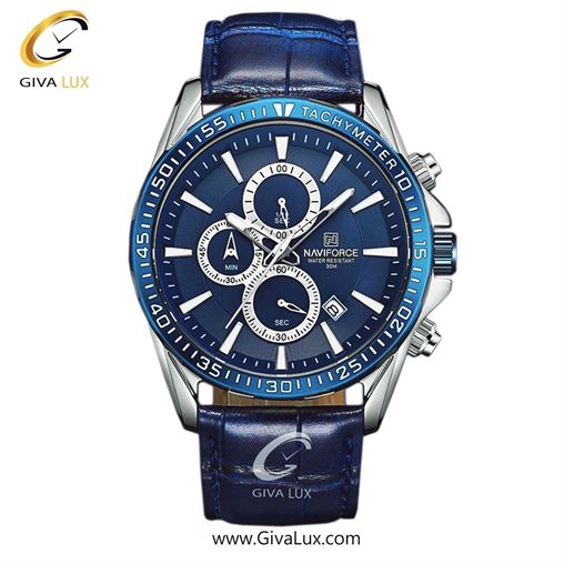 ساعت مچی مردانه بند چرم سه موتوره کرنوگراف ناوی فورس  NF8001 S/BE 888_8001BL-S.jpg