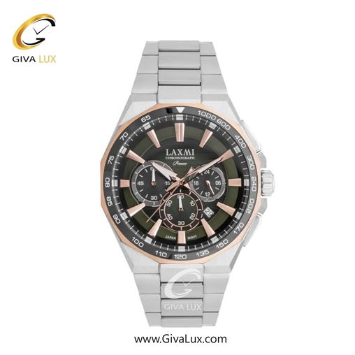 ساعت مچی اورجینال مردانه لاکسمی سه موتوره کرنوگراف رزگلد-تیتانیوم | نقره ای| زیتونی| کد رفرنس 4-8909
