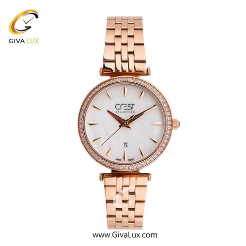 ساعت مچی اورجینال زنانه کرست رزگلد | رزگلد| سفید| کد رفرنس Crest 9002-2