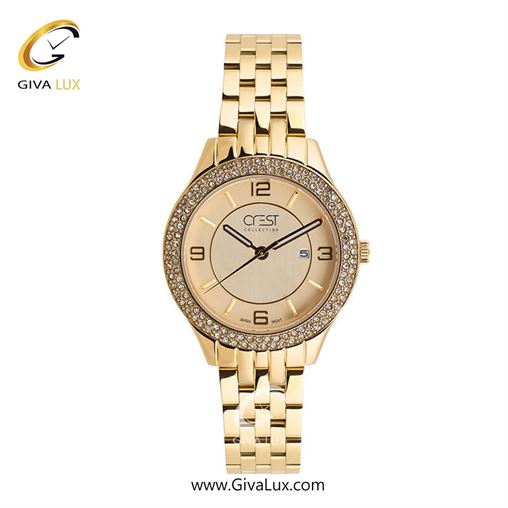 ساعت مچی اورجینال زنانه کرست طلایی | طلایی| طلایی| کد رفرنس Crest 9006-2