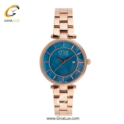 ساعت مچی اورجینال زنانه کرست رزگلد | رزگلد| آبی| کد رفرنس Crest 9009-4